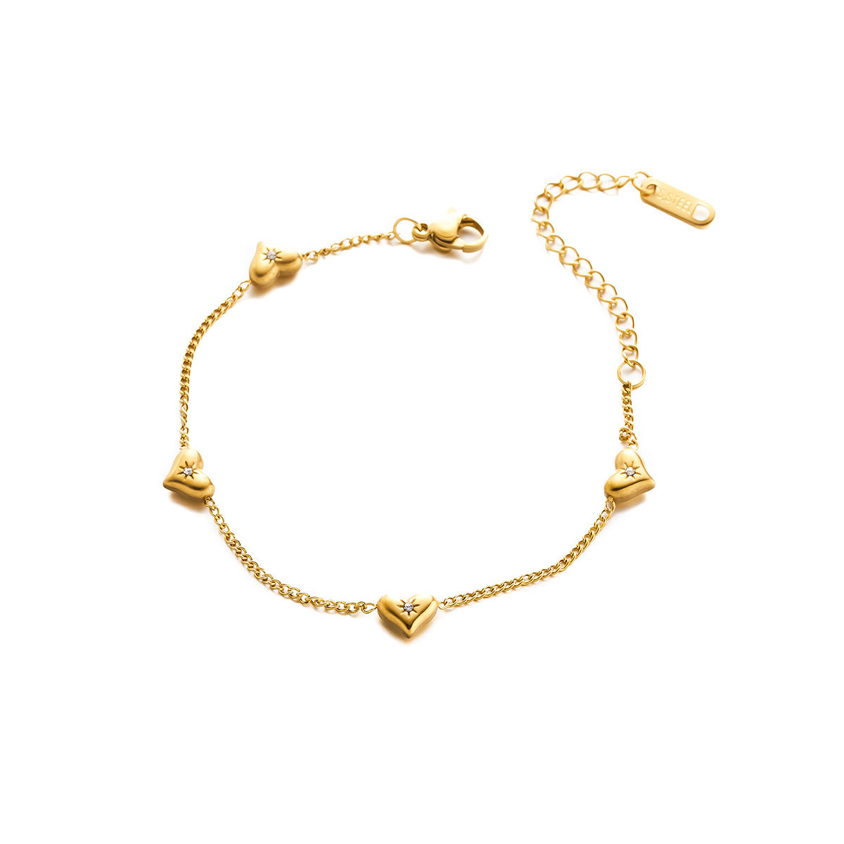 18K Gold Titanium Steel Heart Bracelet