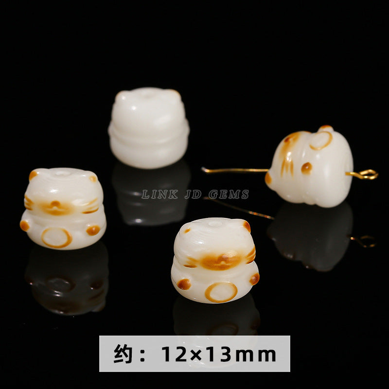 Cuentas sueltas de raíz de Bodhi de jade blanco con semillas originales de loto