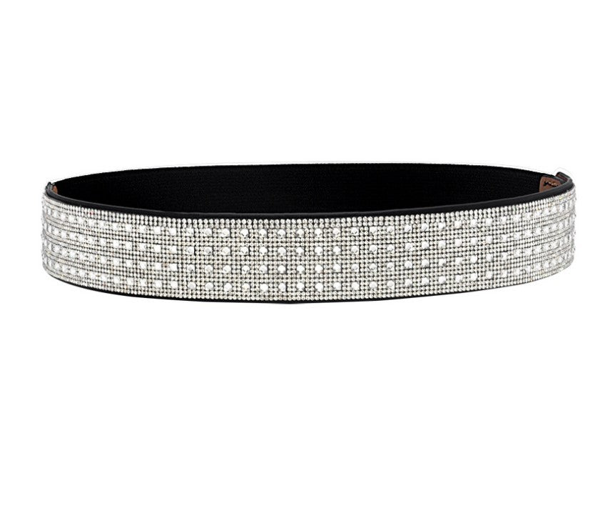 Handmade rhinestone inlaid elastic waist seal
