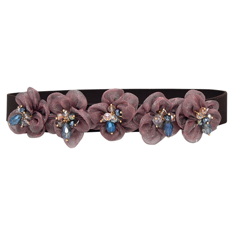 Stylish sparkling rhinestone elastic belt