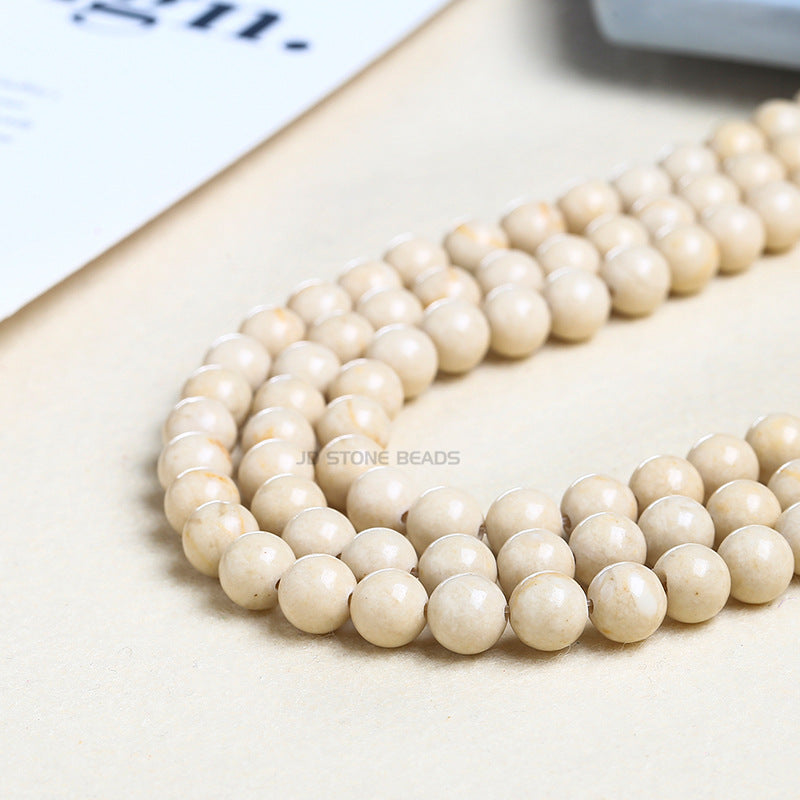 White fossil loose beads DIY jewelry accessories