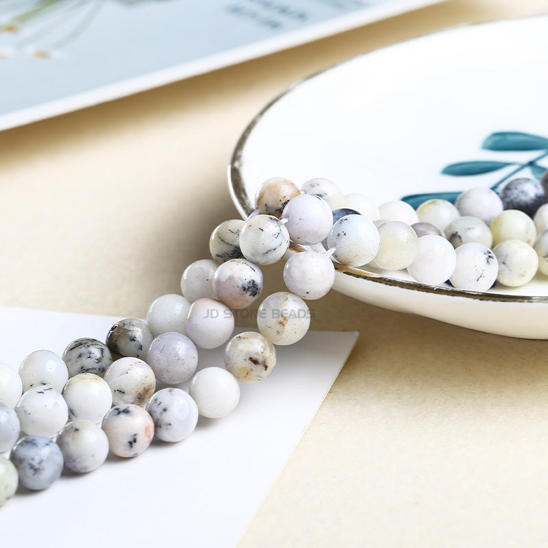 Cuentas sueltas de ópalo blanco, accesorios de joyería para hacer tú mismo