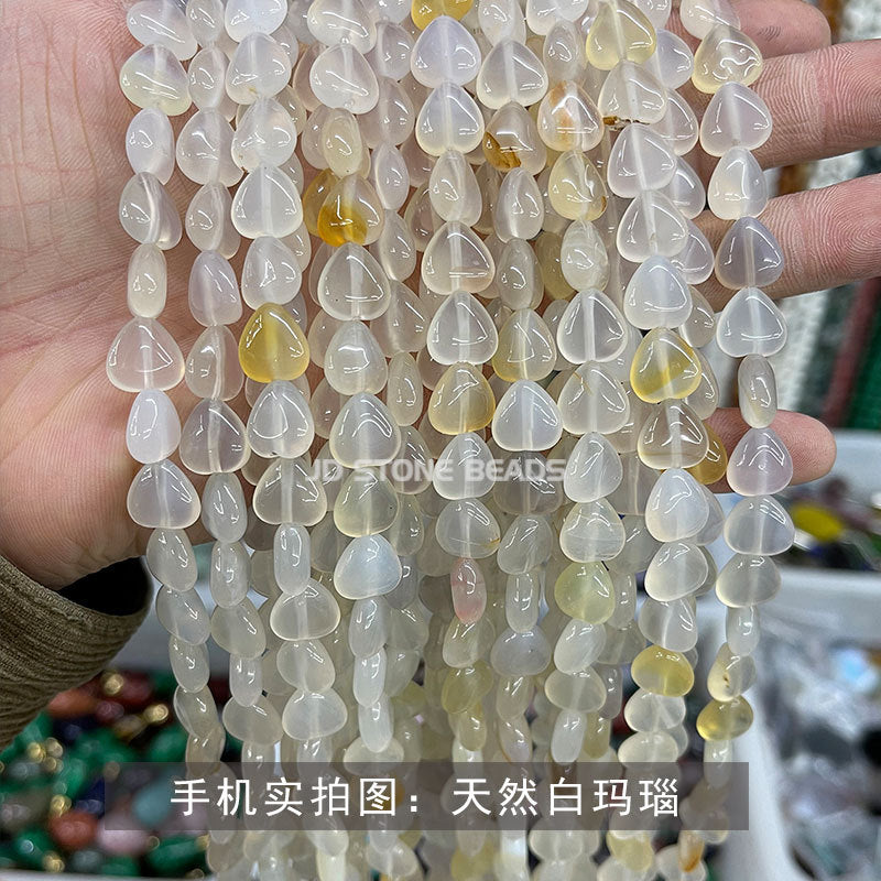 10 cuentas sueltas de cristal con forma de corazón de melocotón de 4 mm