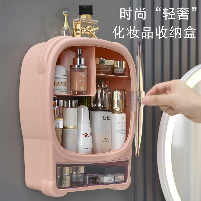 Organizador de maquillaje de gran capacidad para montaje en pared
