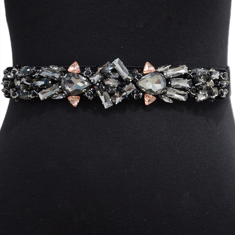 Rhinestone elastic belt