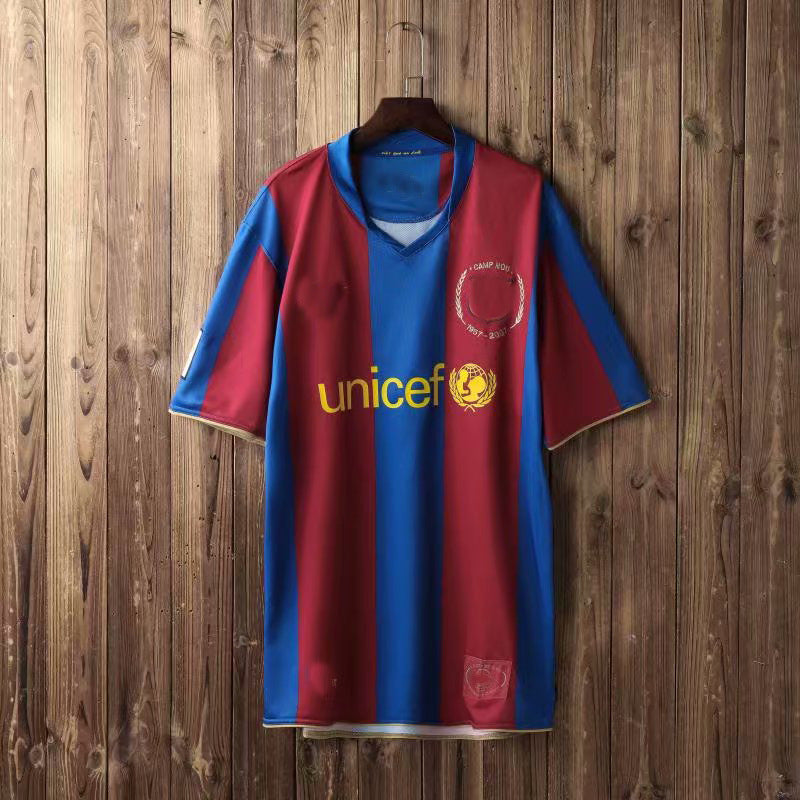 Camiseta tailandesa retro de manga corta de local del Barça 07-08 19 Messi 10 Ronaldinho