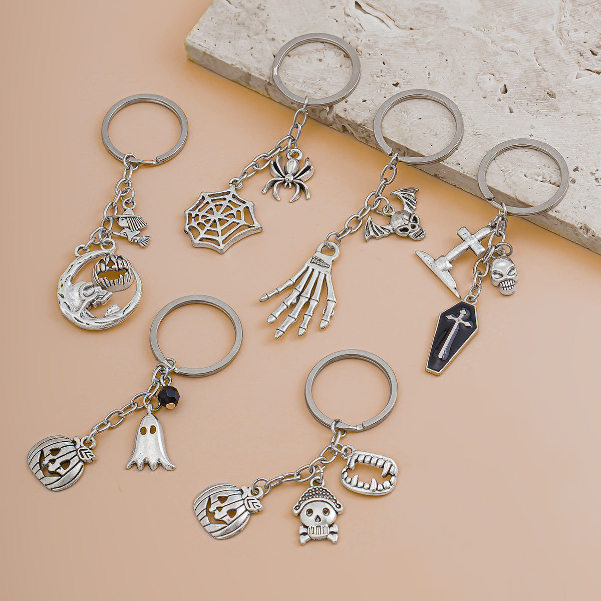 Keychain alloy glass bead pendant
