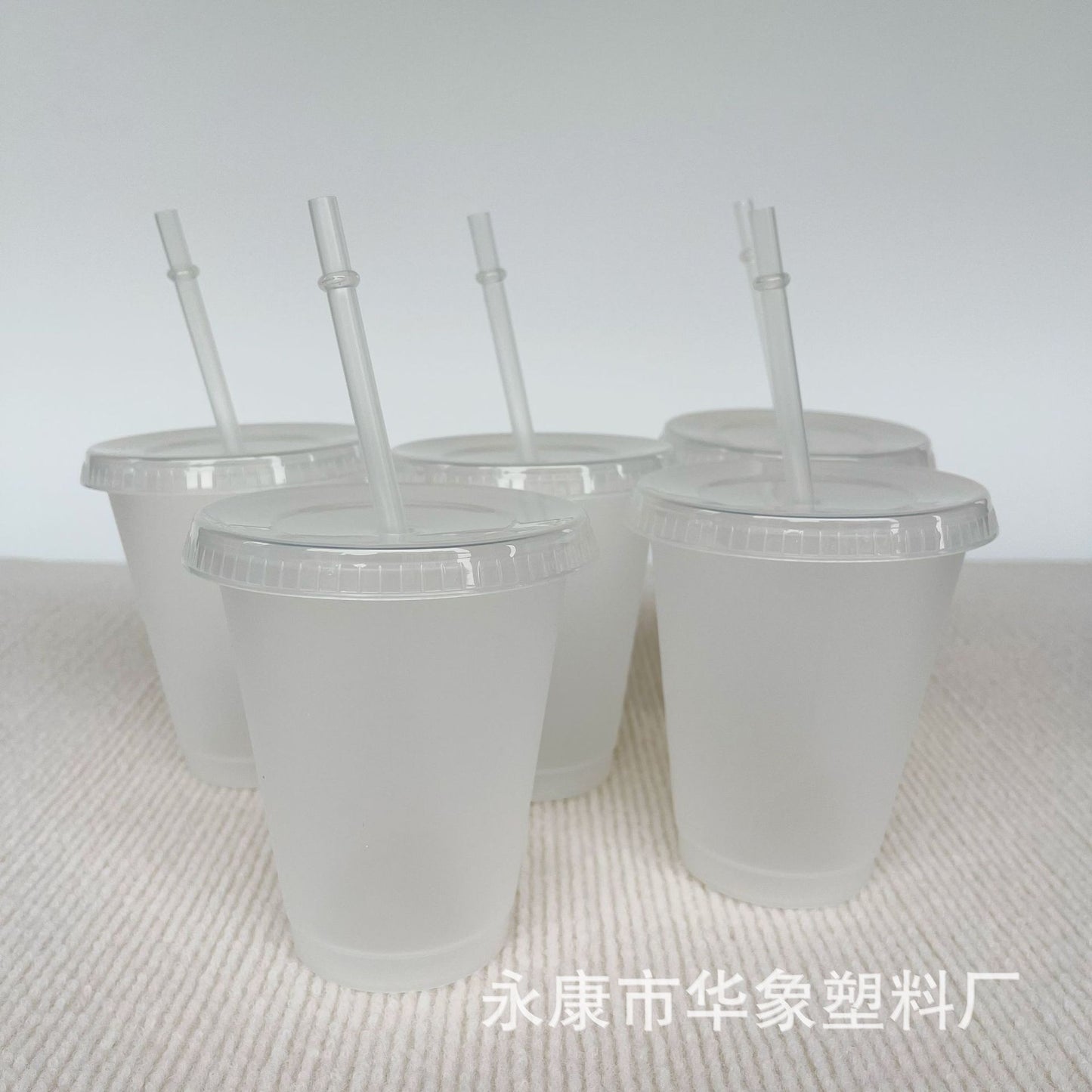 16Oz transparent pp plastic straw cup