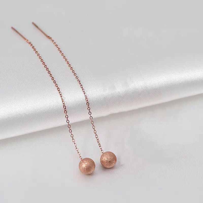 Titanium Steel Long Bead Stud Earrings — Minimalist Fashion