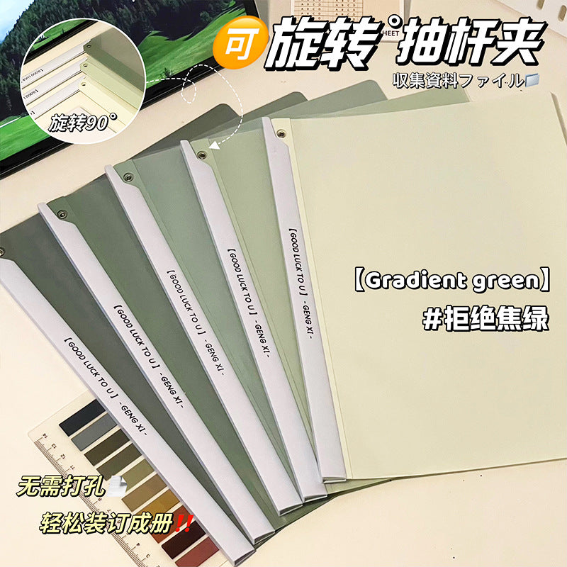 Transparent insert rotating rod folder