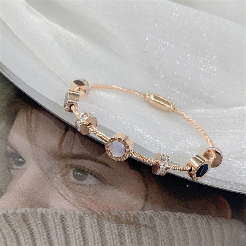 18K Titanium Steel Bracelet, Elegant Chic Magnetic Clasp