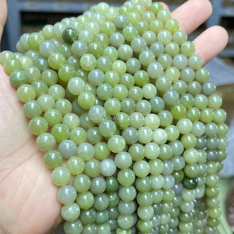 Stone sapphire loose beads Green jade bracelet round beads work in progress