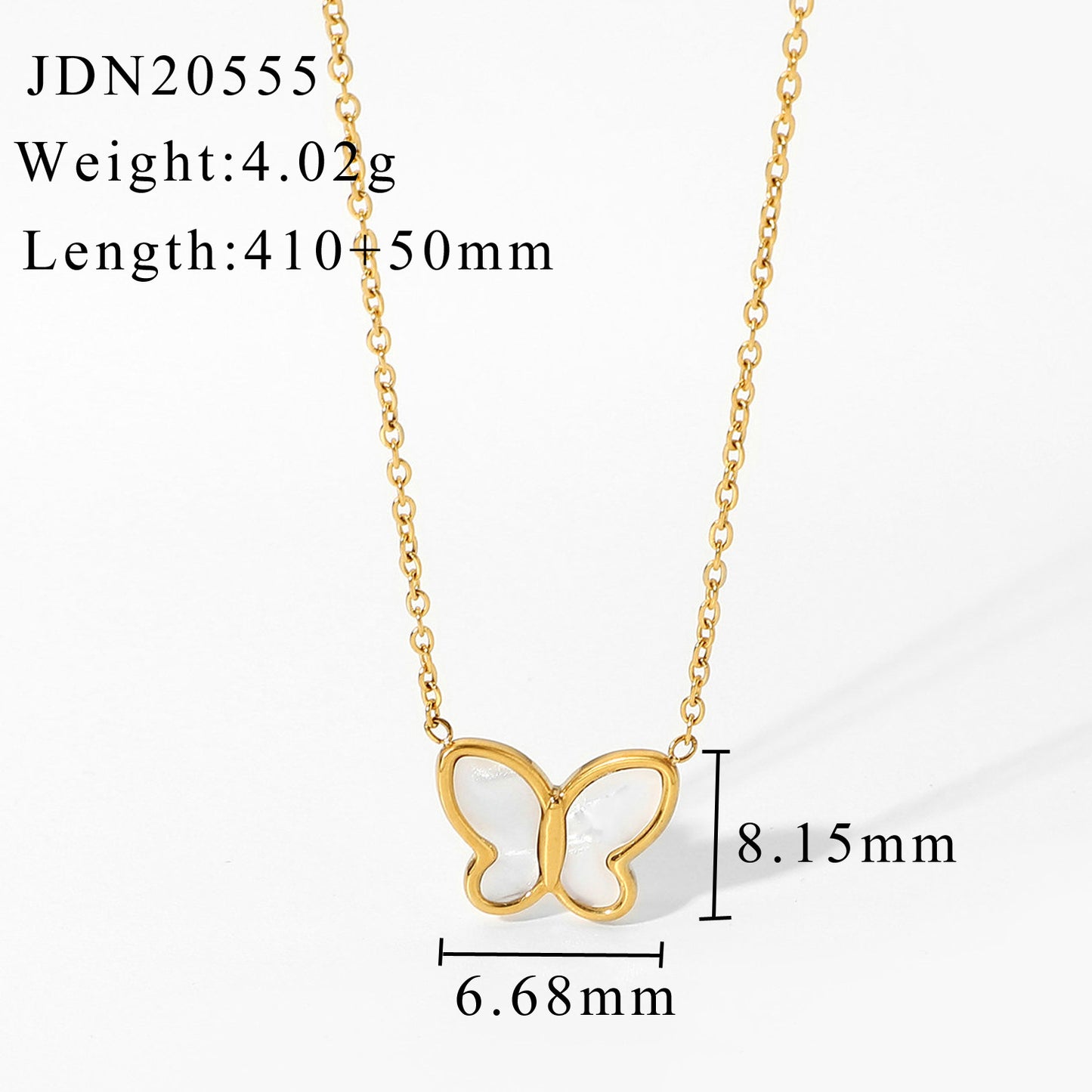 Collar de cadena de oro con mariposa de concha blanca