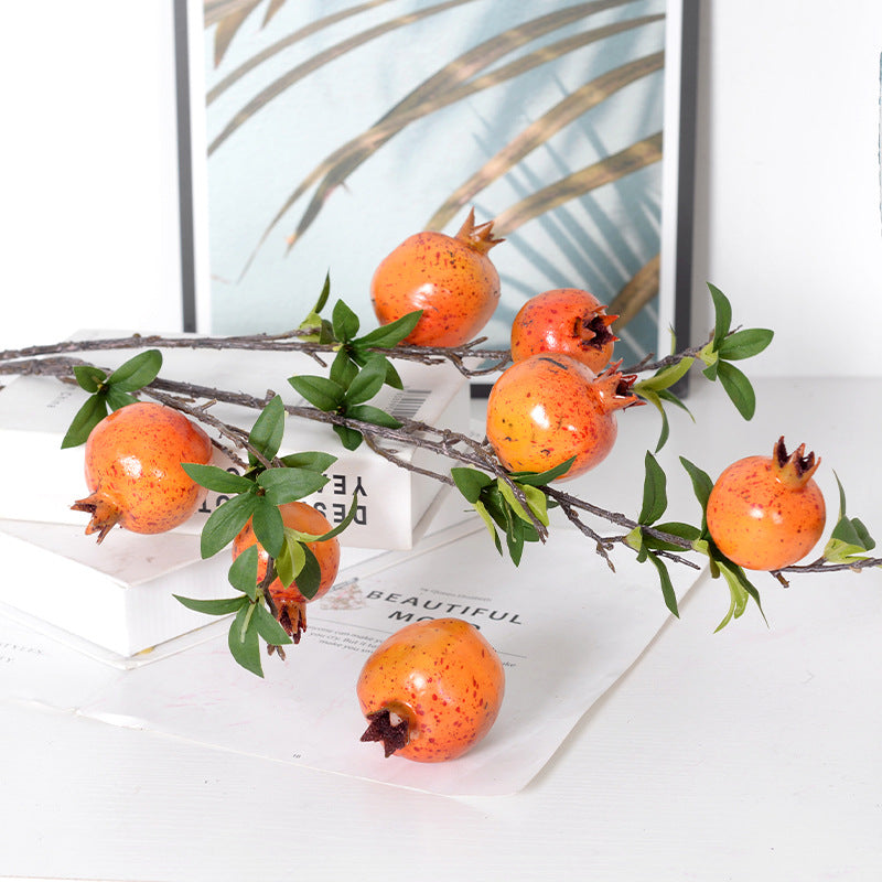 Rama de tallo de fruta de Granada, flor artificial, fruta artificial