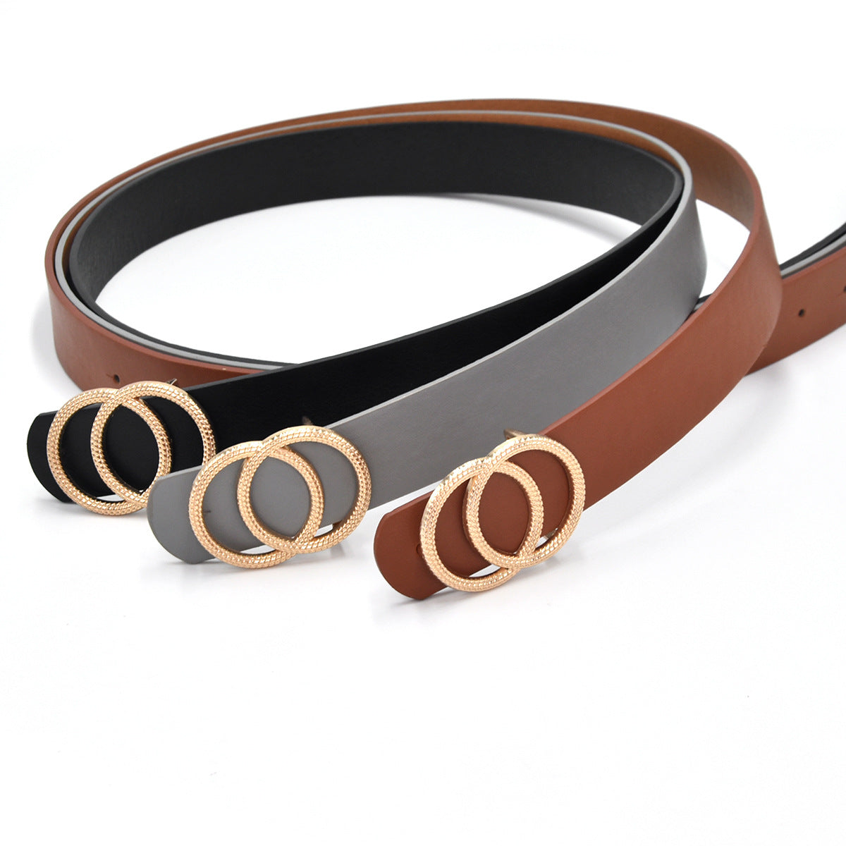 Round buckle belt for women, casual