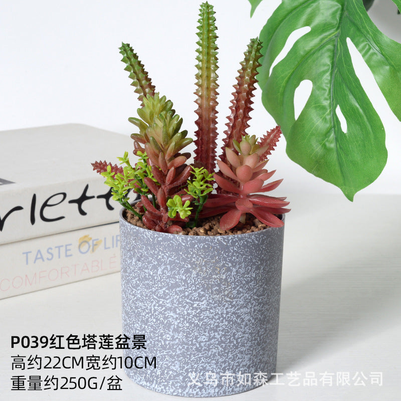 Simulation melamine cement cactus ball bonsai
