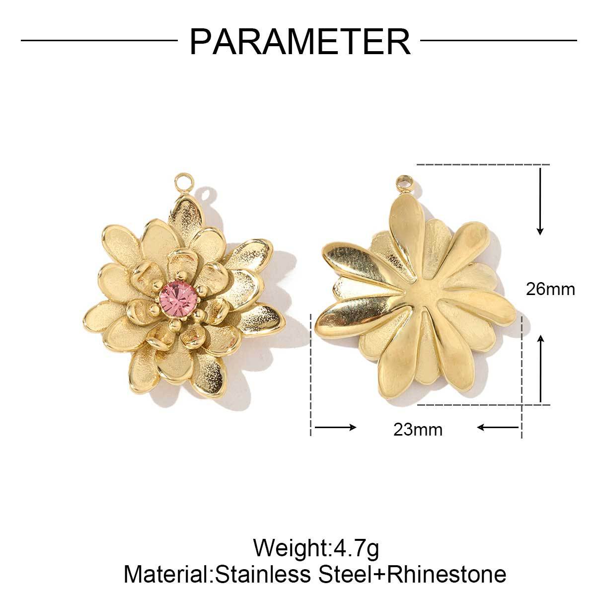 Two-color daisy leafy flower titanium steel pendant