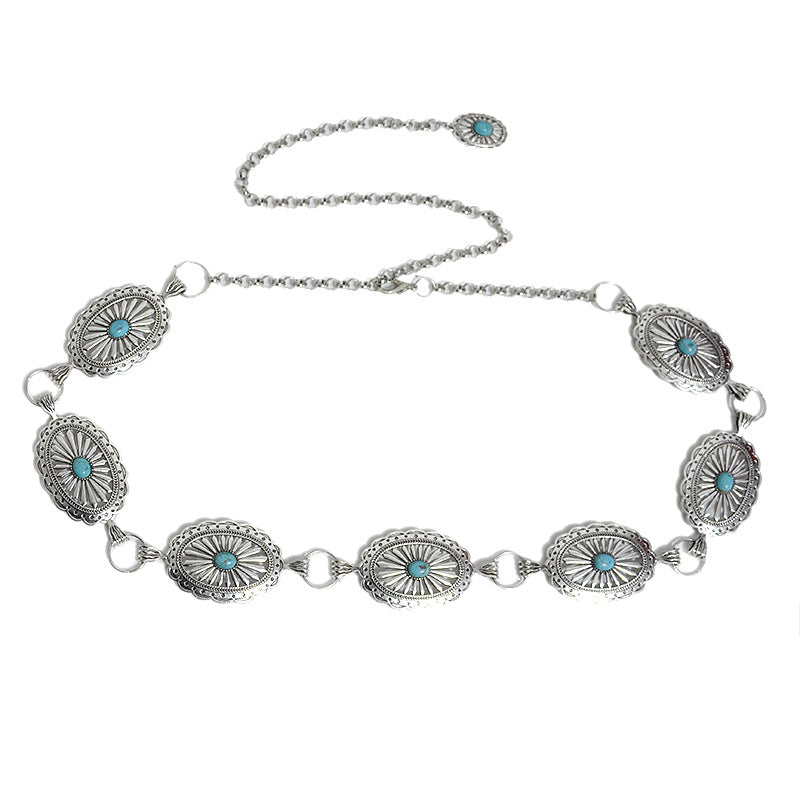 Elliptical Textured Metal Waist Chain