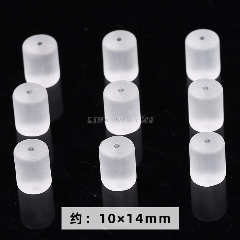 10 * 14 mm cuentas sueltas de tubo redondo de vidrio blanco y negro esmerilado
