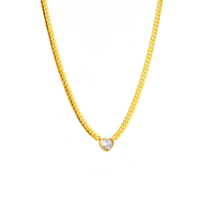 White zircon love necklace