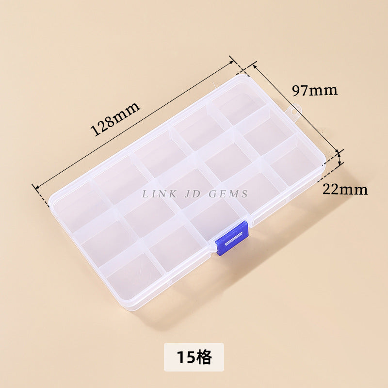 Caja de almacenamiento transparente de plástico PP de 10 rejillas y 15 rejillas