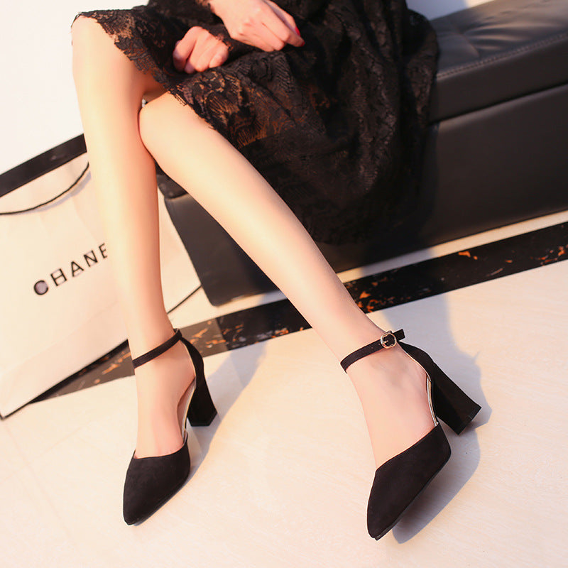 Thick heel women's single shoes wholesale