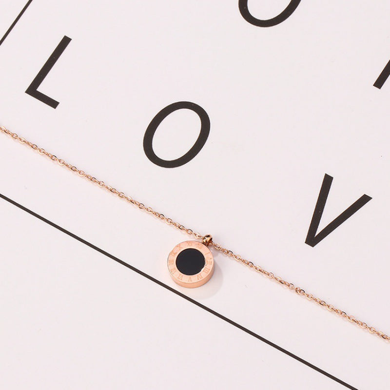 Roman numeral titanium steel necklace
