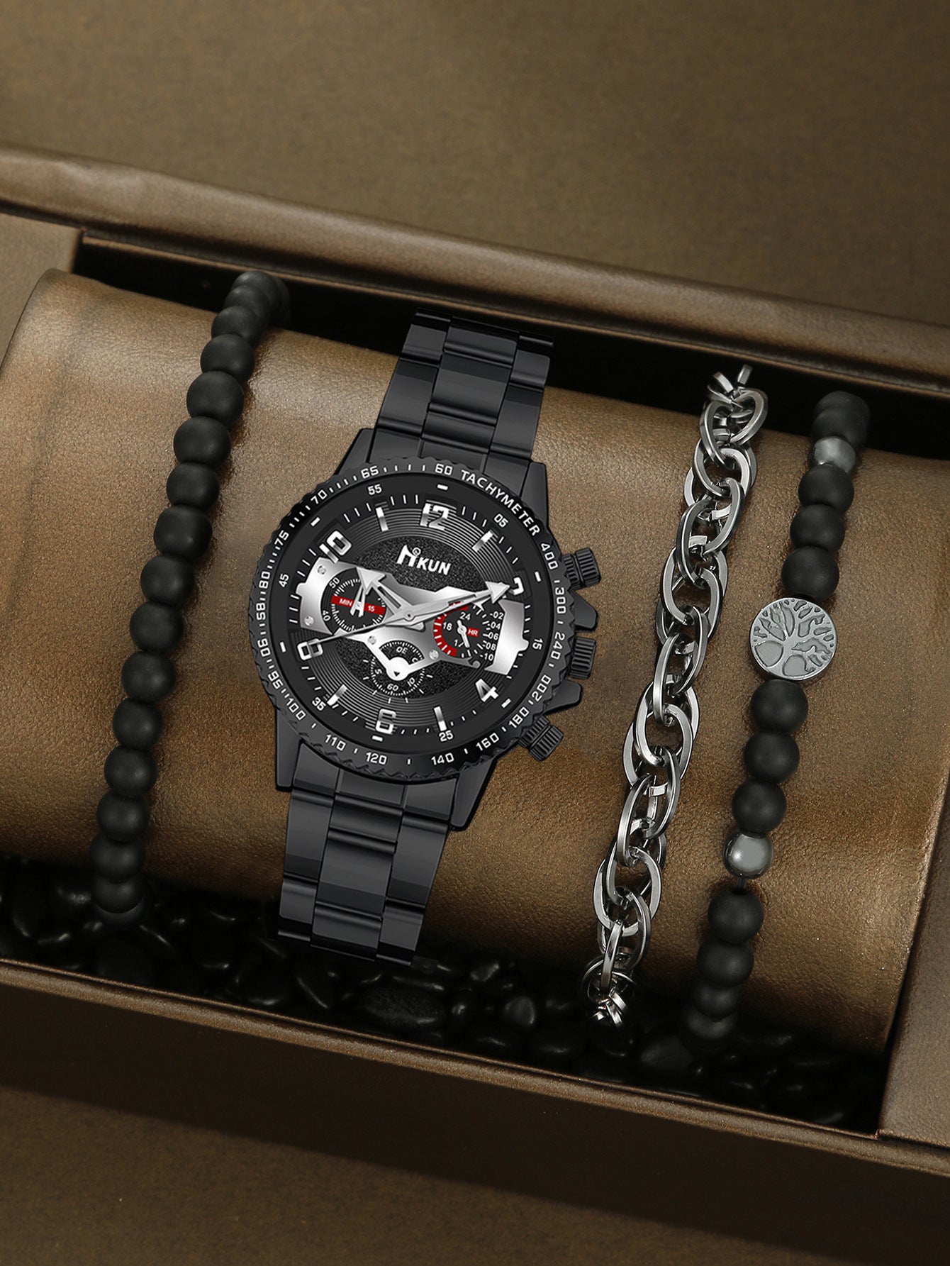 Men's Watch Punk Woven Bracelet Set