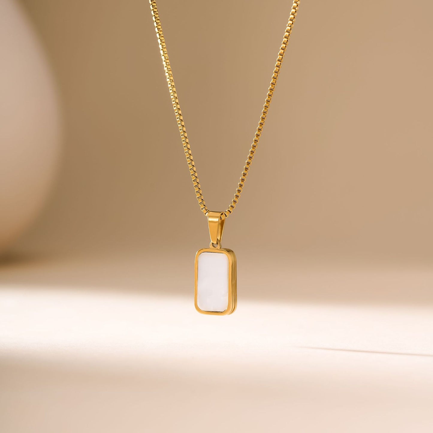 Titanium Steel Black & White Square Necklace