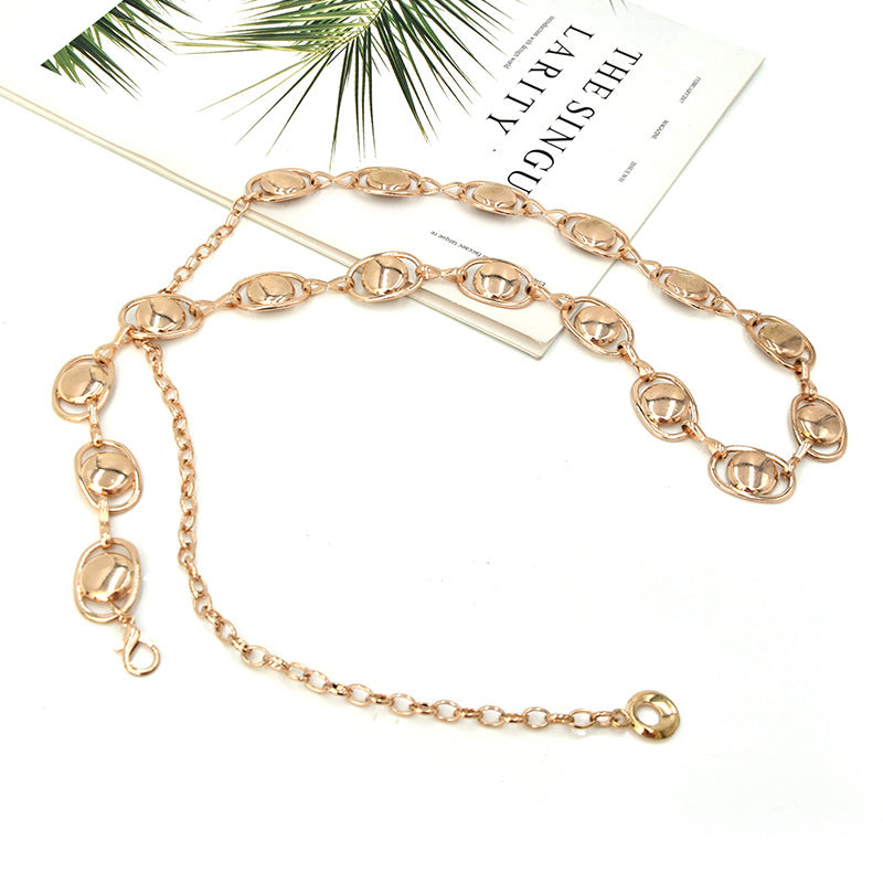 Hollow carved retro waist chain