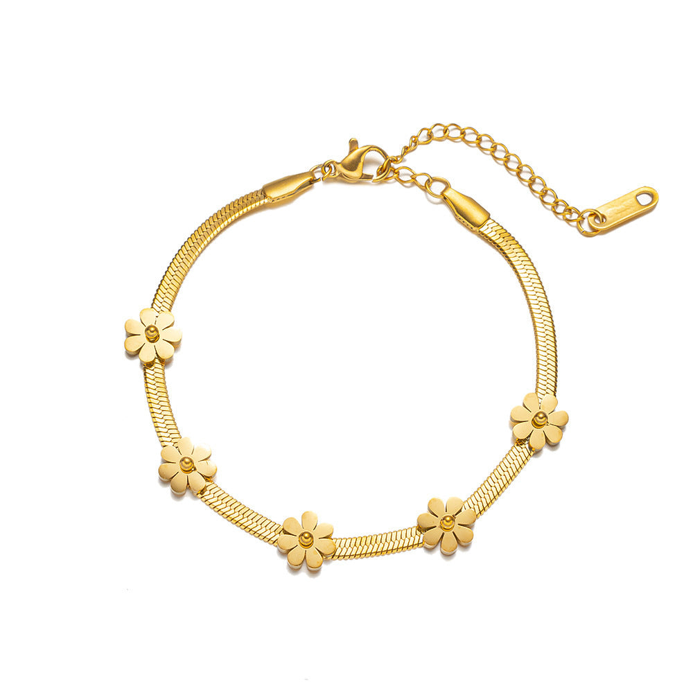 Women's Daisy Titanium-Steel Short Blade & Snake Chain Bracelet