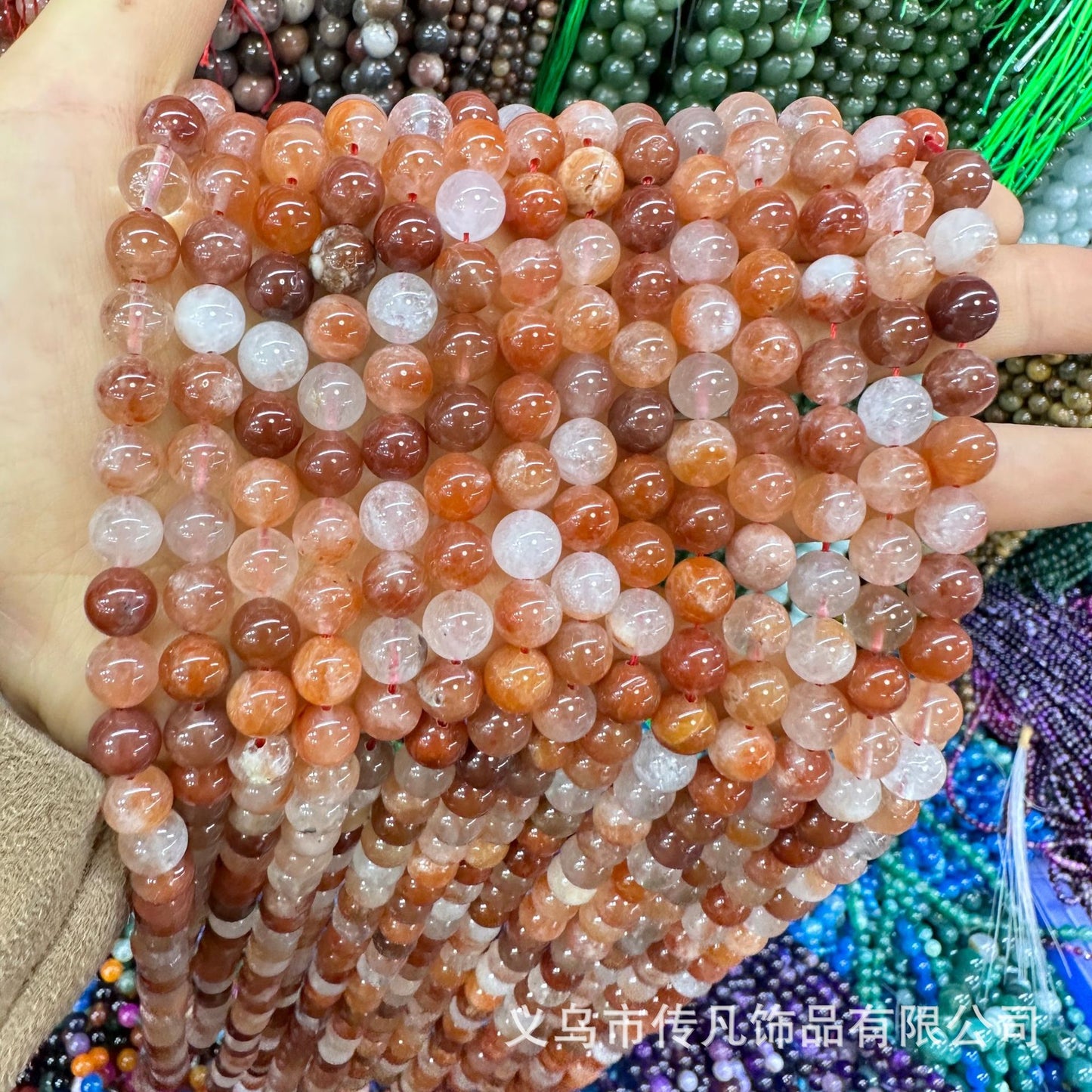 4-10MM natural stone red rabbit hair round beads loose beads