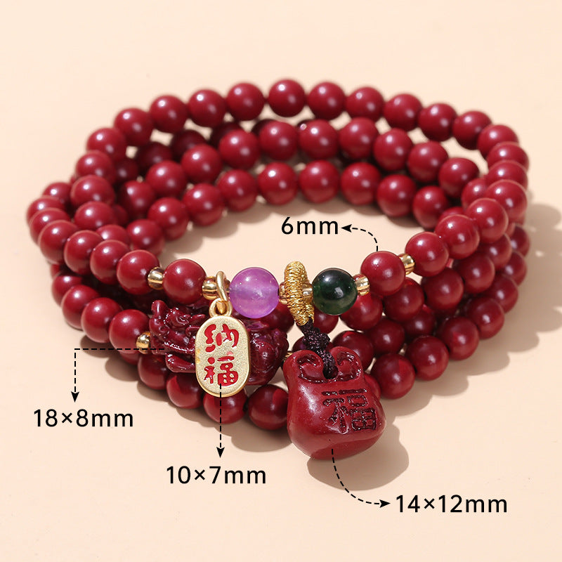 Pulsera de múltiples anillos de arena de oro morado y mineral en bruto