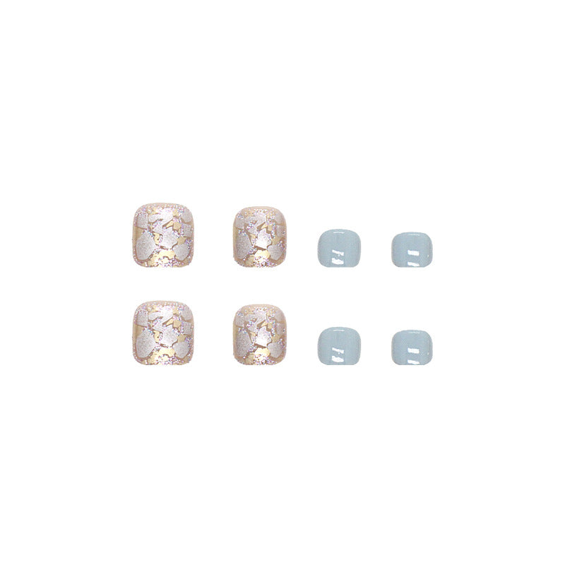 Toe Nails Lake Blue Sparkle Summer New Wearable