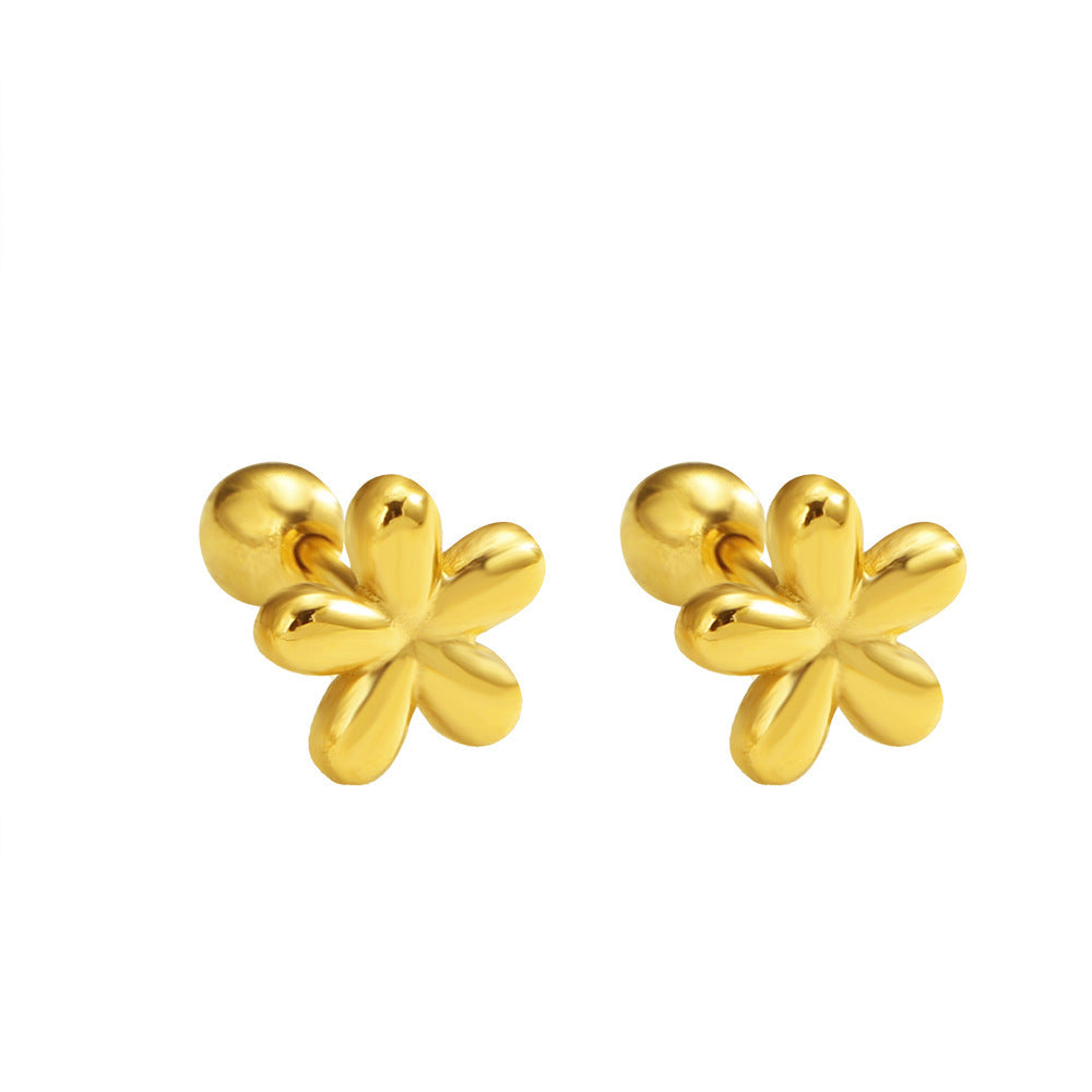 Mini Flower Titanium Steel Anti-Loss Stud Earrings
