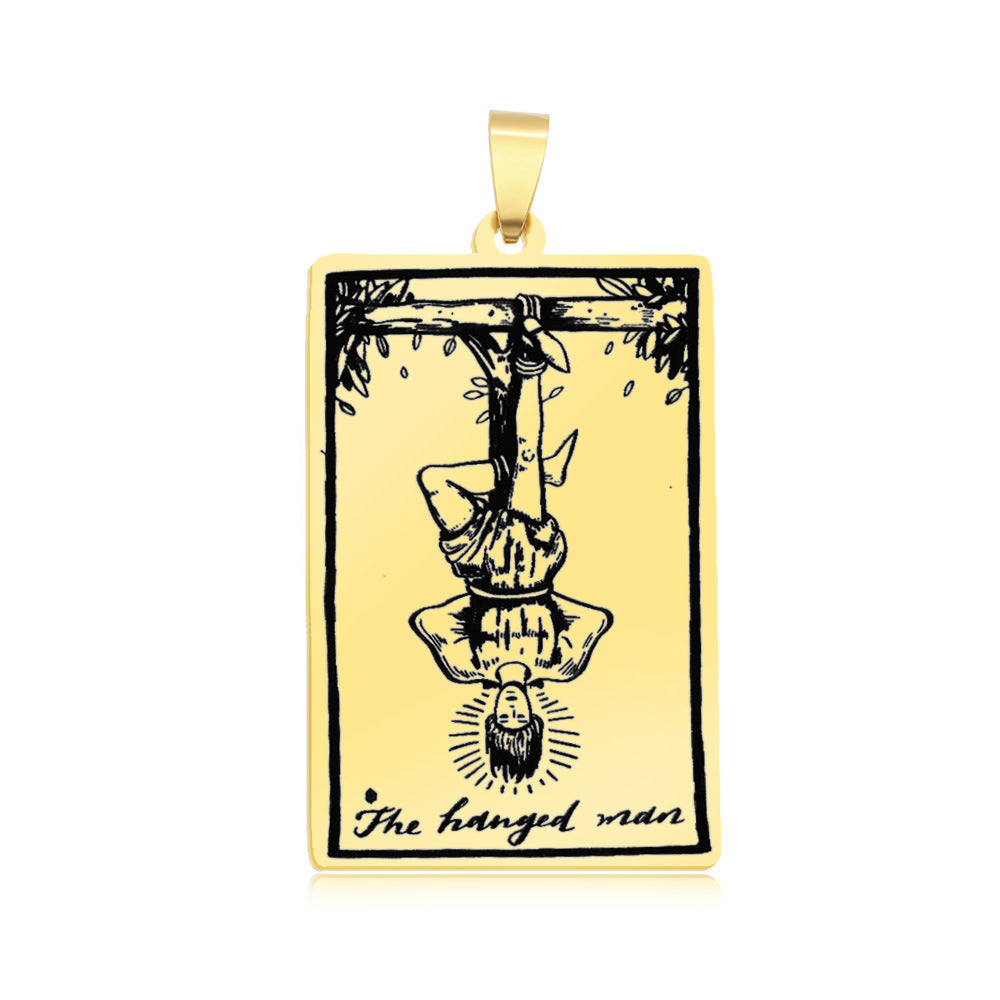 5 pcs/pack, gold tarot titanium steel pendant.