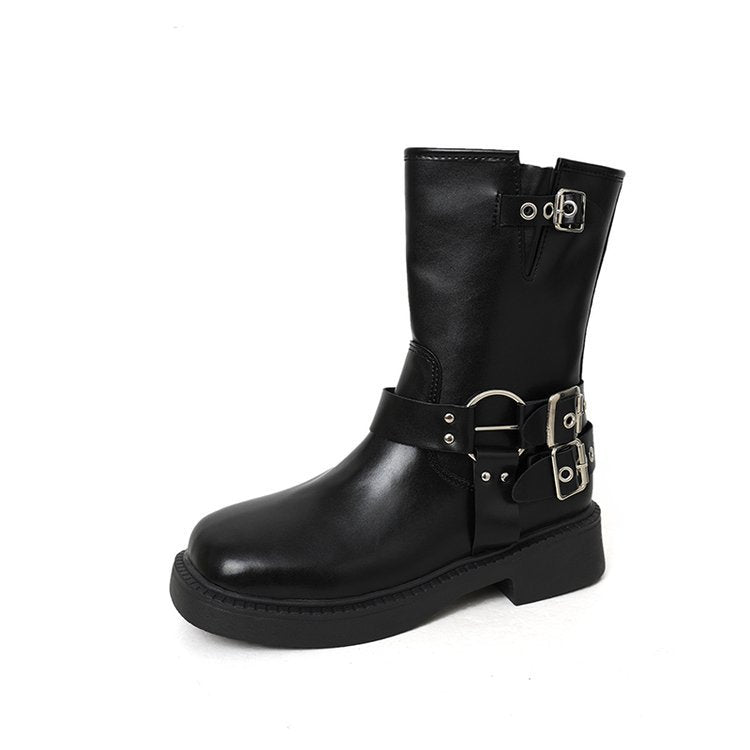 Solid Color Simple Medium Martin Boots