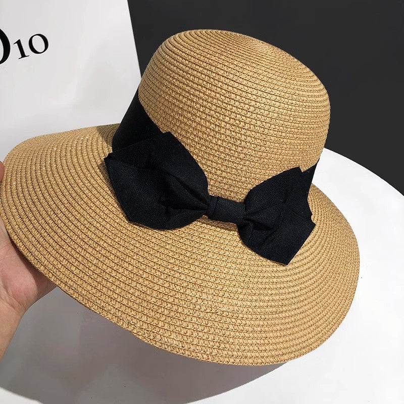 Sombrero de paja para mujer, de verano, para viajes, de ala ancha, para playa, con protección UV