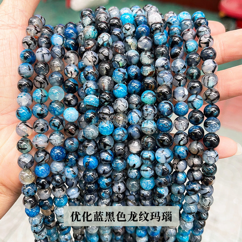 Accesorios de joyería con cuentas sueltas de ágata con patrón de dragón rojo