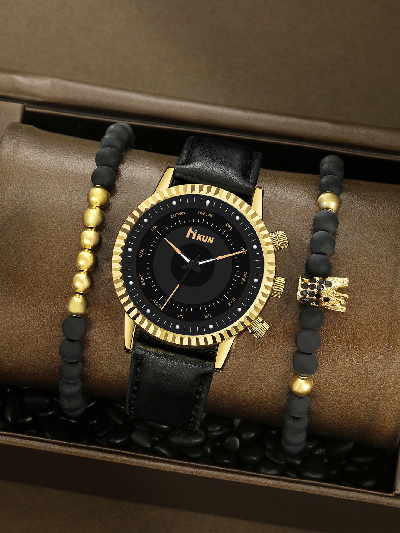 Men's Watch Sports Bracelet Knitted Set