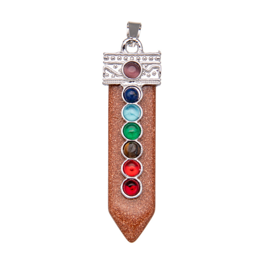 Sword Shape Seven Veins Colorful Crystal Pendant