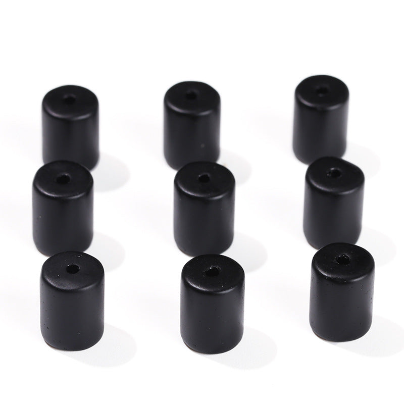 10 * 14 mm cuentas sueltas de tubo redondo de vidrio blanco y negro esmerilado