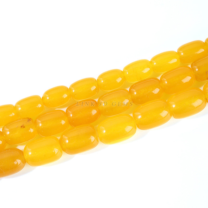 Optimized yellow chalcedony bucket beads loose beads
