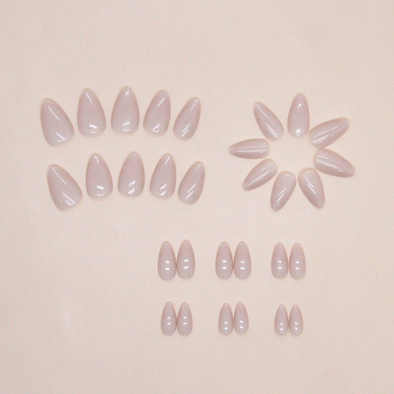 Nude Short Almond Fake Nails 30 Pieces
