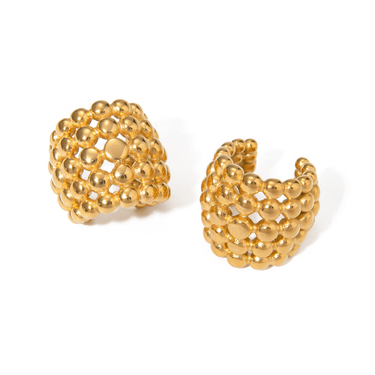 Smooth steel bead honeycomb ear clip