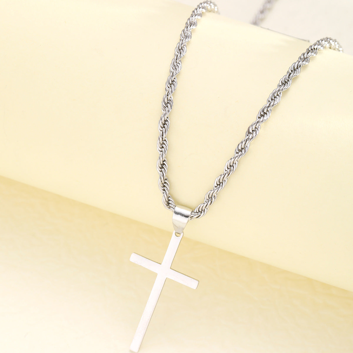 Men's Twist Chain Cross Necklace