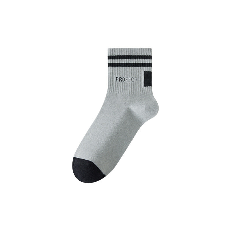 Calcetines finos de media pantorrilla para hombre con letras de primavera y otoño