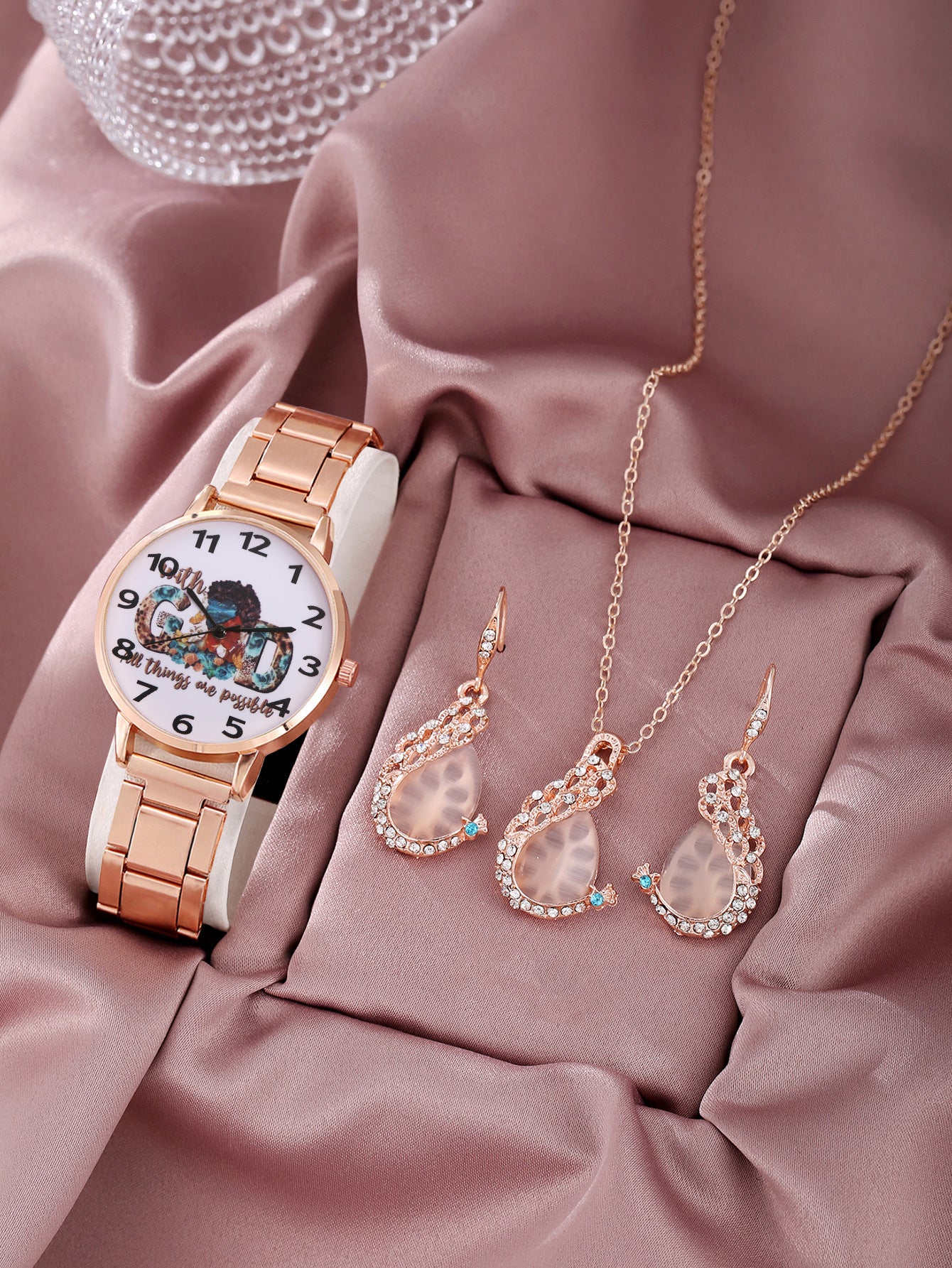 Necklace Steel Strap Quartz Watch Rose Bracelet