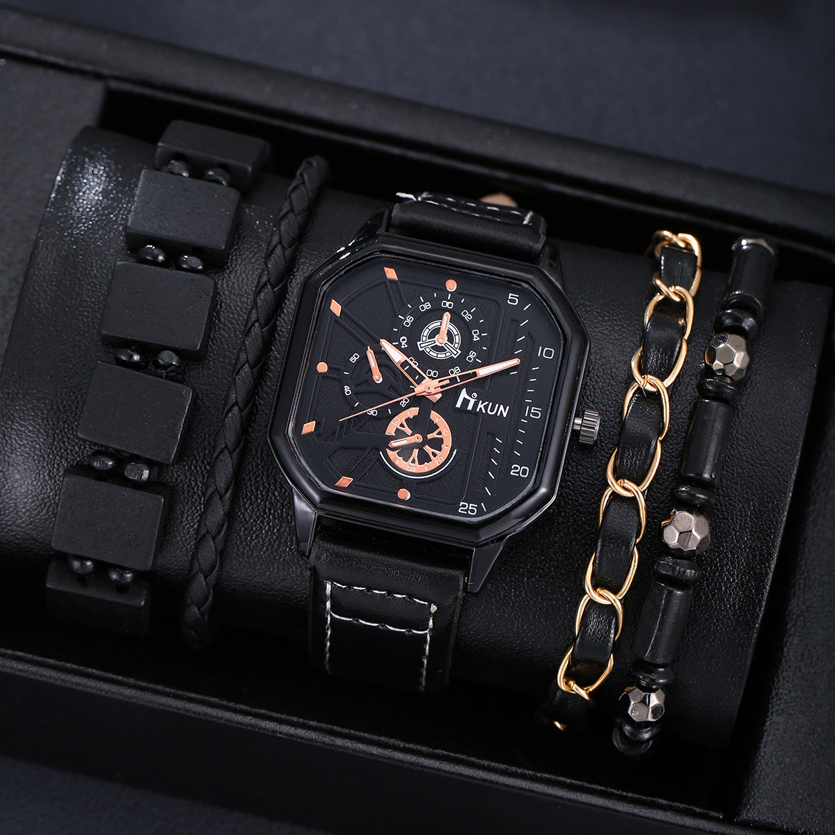 Casual Watch Men's Sports Personality Bracelet Set