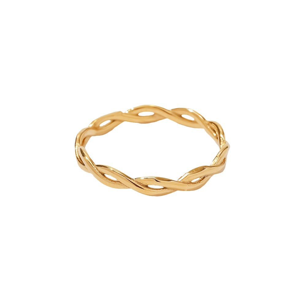 Twist Linear Geometric Hollow Stacking Ring